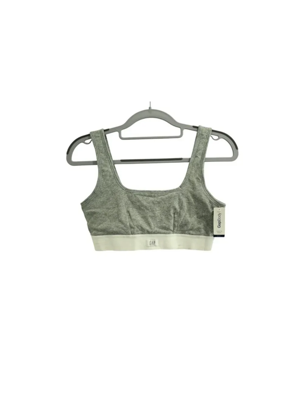 NWD GapBody Cotton Rib Bralette Sz M Grey Wireless Pullover Lounge Bra Stretch